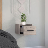 Heemab Floating Nightstand with Single Drawer, Compact Design for Bedroom or Living Room Use, Light Grey Heemab