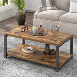 EXCEFUR Modern Coffee Table, Industrial Wood and Metal Center Table, Cocktail Tea Tables for Living Room, Rustic Brown EXCEFUR