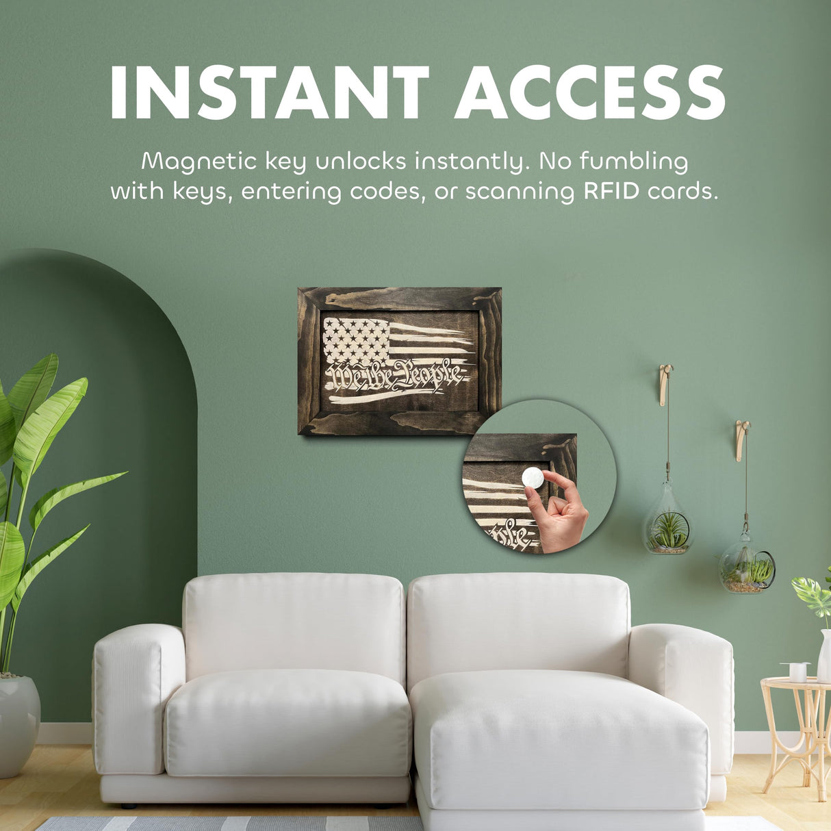 We The People Patriotic Gun Concealment Furniture - Handcrafted Hidden Gun Storage Wall Decor - Hidden Gun Shelf with Magnetic Lock for Quick Access - by Bellewood Designs (Black and White) Bellewood Designs