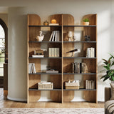 Tribesigns 70.87" Tall Farmhouse Bookshelf, 5-Tier Double Wide Bookcase with Open Shelves, Vintage Bookshelf for Living Room, Office, Study Room, Bedroom (1, Brown+Black) Tribesigns