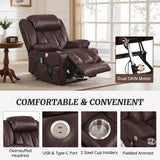 Cozyman Dual Motor Power Lift Recliner Chair for Elderly, Oversized Recliner Chair for Adults, Lift Recliner Chair with Heat and Massage, Infinite Position, USB Ports, Faux Leather, Dark Brown Cozyman