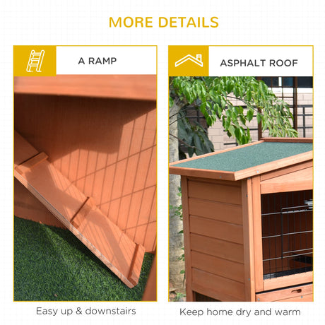 Pawhut 40" Wooden Rabbit Hutch Small Animal House Pet Cage PawHut