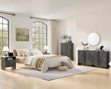 AMERLIFE 63" Fluted 6 Drawer Dresser, Long Modern Chest of Storage Drawers with Pine Handles, Rounded Corners & Anti-Tip Design, Wood Closet Organizer for Bedroom, Living Room, Nursery, Black AMERLIFE