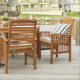 Walker Edison Rendezvous Modern 7 Piece Solid Acacia Wood Outdoor Dining Set, Set of 7, Brown Walker Edison