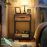 Kitstorack Night Stands Set of 2,End Tables with Drawer for Bedroom Side Table for Home, Small End Table Brown Wood Night Stand Bedroom Nightstands Bedside Table Set of 2 Bedroom Furniture Kitstorack