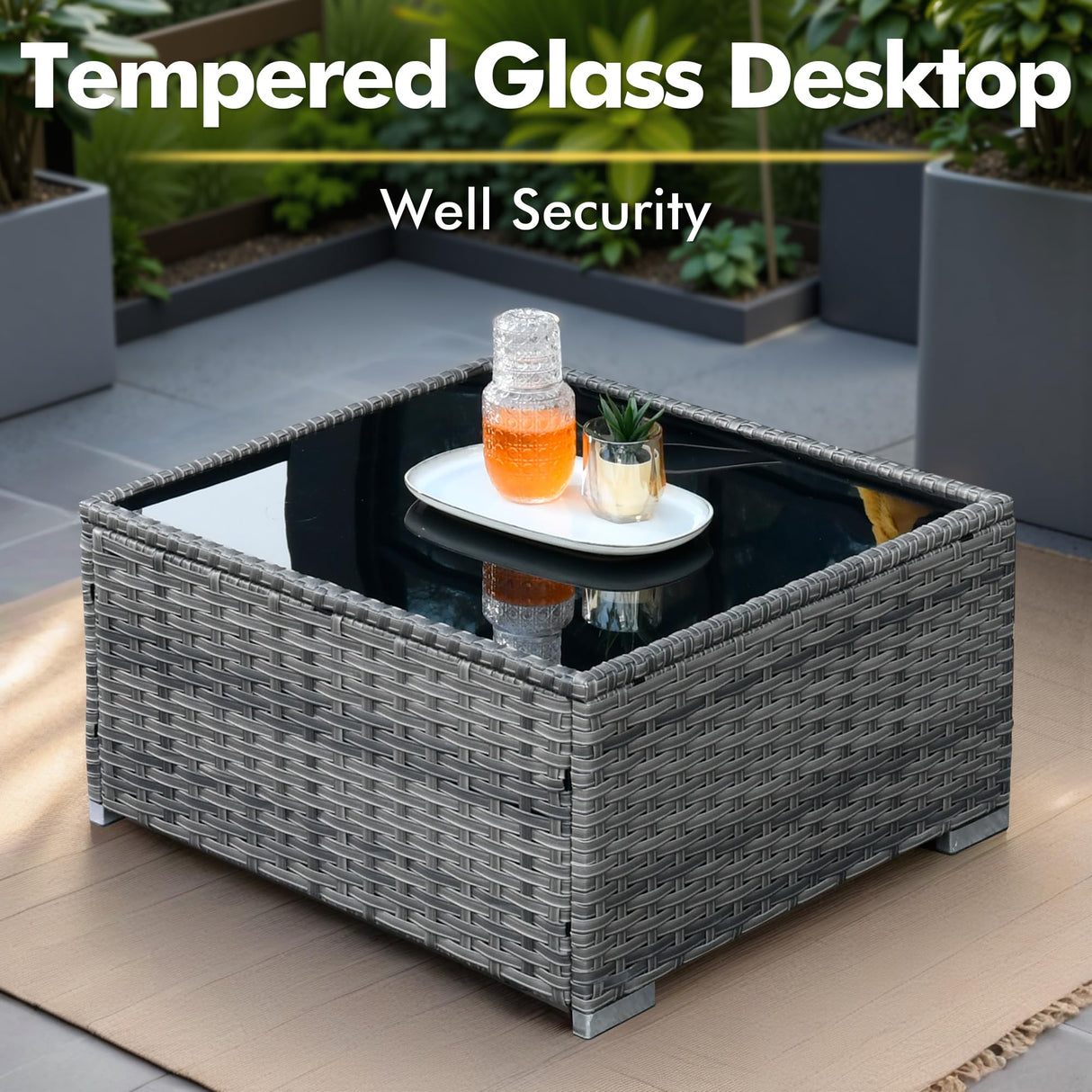 CAODOC 11 Piece Outdoor Patio Furniture Set with 53" Fire Pit Table, Wicker Sectional Conversation Set Whit Swivel Chairs,Modern Outside Sofa for Balcony Backyard(Beige) CAODOC