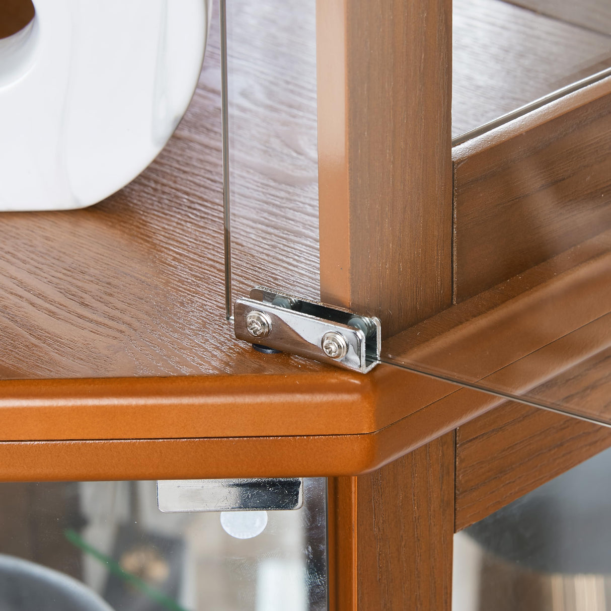 Tomkate Lighted Corner Display Curio Cabinet, Corner Curio Cabinet with Lights, 6 Shelf Corner Curio Display Cabinet with Lights, Mirrors and Adjustable Shelves for Living Room, Office, Bedroom (Oak) Tomkate