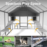 TIMHAKA Large Cat Catio, Catio Outdoor Cat Enclosure for Multiple Cats with 7 Platforms, 2 Resting Box and 2 Bridges, Wooden Feral Cat Shelter with Waterproof and UV Proof Canopy, 71 x 71 x 97 inch TIMHAKA