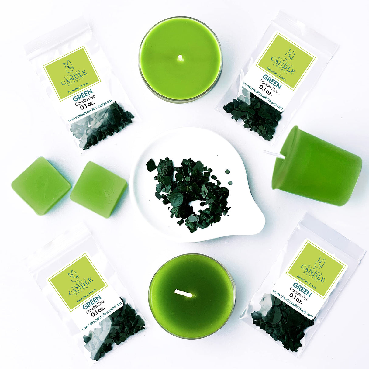 Direct Candle Supply – Color Dye Flakes – Green High Concentration Dyes for Candle Making (1.6 oz)… (Green) Use in Soy/Coconut/Paraffin Wax Direct Candle Supply