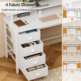 Furologee 61 Inch Desk with Power Outlets and LED Lights, Computer Desk with 4 Removable Drawers, White Office Desk with Long Monitor Stand, Large Gaming Desk with Shelves for Home Office/Bedroom Furologee