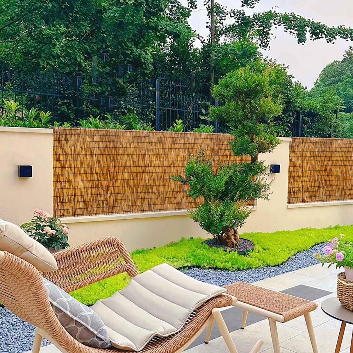 Bamboo Balcony Patio Screen Bamboo Outdoor Privacy Screen Natural Reedhead Rolls 1 2 3 4 5 6ft High Bamboo Wall Covering for Garden Balcony Ceiling Backyard Divider Decorative Easy to Install Uveteniy