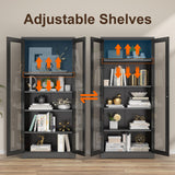 71''Glass Display Cabinet, Black Curio Cabinet With Lock, Display Case with 4 Adjustable Shelves, China Cabinets with Glass Doors,Showcase Display Cabinet ,Tall Liquor Bookshelf for Home Office Pantry TIMELESS PIECES