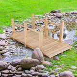 Tangkula 5 FT Wooden Garden Bridge, Arch Stained Finish Footbridge with Double Safety Rails, Outdoor Fir Construction Decorative Bridge Walkway for Backyard, Gravel Road, Creek, Farm (Stained Wood) Tangkula