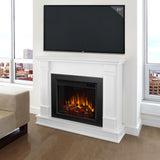 Real Flame Silverton 48” Electric Fireplace with Mantel for Living Room or Bedroom, Replaceable Fireplace Insert Heater, Realistic Log and Flame Effect, Remote Control, Timer, White Real Flame