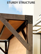 KYBOLT 12 X 14 Ft Wood Pergola with Retractable Sunshade Canopy, Solid Structure, Outdoor Pergola for Backyard, Deck, Garden (Reddish-Brown) KYBOLT