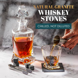 Whiskey Decanter Set by Royal Reserve – Whiskey Gift Set - Twisted Bourbon Decanter 34 oz 1000 ml with Glasses, Whiskey Stones, Coasters, Tongs – Whiskey Gifts for Men, Husband, Dad Christmas Royal Reserve