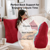 WOWMAX Headboard Pillow Bed Wedge Pillow for Headboard Bolster Pillow for Bed Back Pillow for Sitting in Bed Wedge Pillow Headboard for Day Bed Bunk Bed with Removable Cover, (59x8x20inch, Red) WOWMAX