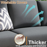 Furniwell Convertible Sectional Sofa Couch, L Shaped 3-Seat Small Couch for Living Room with Ottoman Modern Fabric Reversible Chaise for Apartment and Small Space (Dark Gray) Furniwell