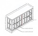 KEIKI Curio Cabinet, Lighted Glass Display Cabinet w/ 4 Glass Doors & Adjustable Shelves, Lighted Showcase with LED Light Strip, TV Stand, White KEIKI