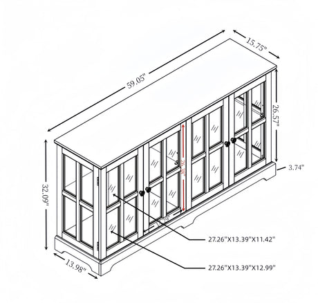 LED Curio Display Cabinet - Elegant Antique TV Cabinet with Glass Doors, Adjustable Shelves for Collectibles, Vintage Showcase with Remote-Controlled LED Lights for Home or Office (White) AMNOOI