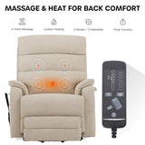 DYNOX 400 LBS Big Tall Man Large-Wide Power Dual Motor Lift Recliners Chairs for Elderly, Lay Flat Lift Chair with Infinite Positions, Heat & Massage, Extended Footrest (9298L,Chenille,Beige) DYNOX