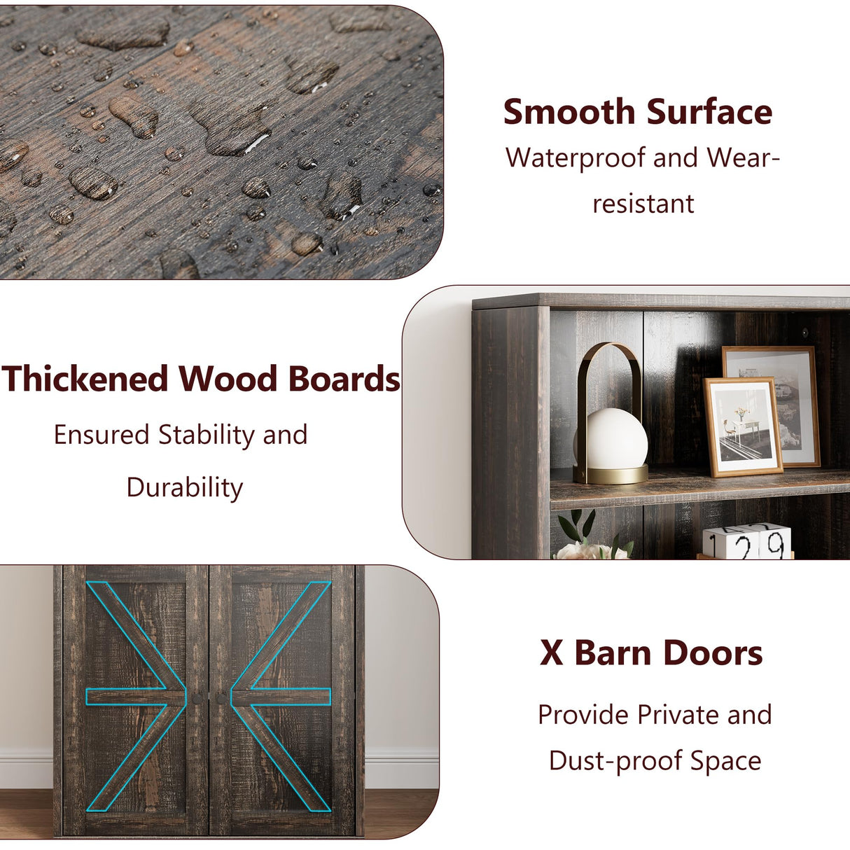 IDEALHOUSE Bookcase with Doors Industrial Bookshelf 11.8in Depth Display Storage Shelves 71.4in Tall Farmhouse Bookcases Wooden 6 Shelf Bookshelvels for Bedroom, Living Room, Home Office (Oak) IDEALHOUSE