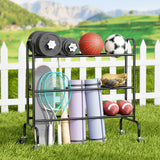 SUFAUY Sports Equipment Organizer, Garage Basketball Rack, Gear & Ball Storage Rack, Outdoor and Indoor Rolling Balls Cart with Wheels SUFAUY