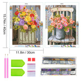 YOYA 2 Pack Diamond Painting Kits for Adults, Diamond Art Kits with Accessories & Tools, DIY Flowers 5D Diamond Painting Full Drill Gem Art Painting Kit for Home Wall Decor 12 x 16 Inch YOYA