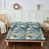 Zelladorra Japanese Floor Mattress Futon Mattress Twin, Anti Slip Floor Futon Mattress Sleeping Mat Foldable Floor Mattress for Camping and Guest, Boho Green Checkered Zelladorra