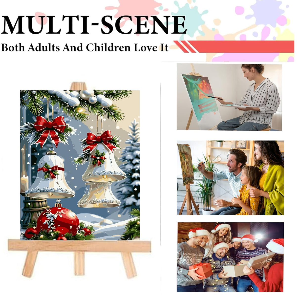 Christmas Bell Painting by Numbers Kit for Adults Beginner,Color by Numbers for Adults,Winter Landscape Adult Paint by Number Kits on Canvas,Paint by Numbers Easy Oil Painting Home Wall11.8X15.8 Inch GXGLLPZBY