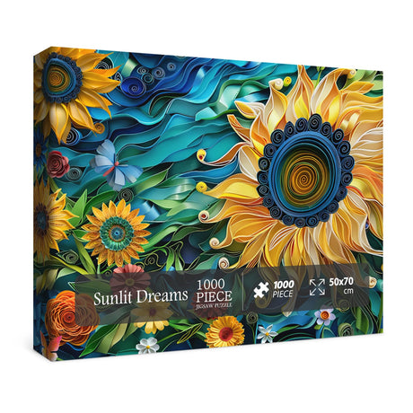 Sunflower Puzzles for Adults 1000 Pieces, Colorful Flower 3D Plant Jigsaw Puzzles Nature, Christian Beautiful Paper Floral Garden Puzzle BBOLDIN