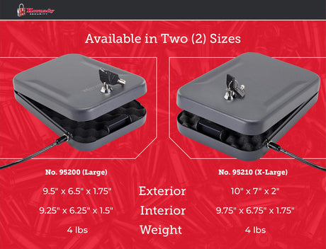 Hornady Portable Lock Box for Guns and Valuables - Includes 2 Keys and 4 Foot Steel Cable - Thick 16 Gauge Steel - An Ideal Portable Car Lock Box or Truck Safe - Large, Black, 9.5 x 6.5 x 1.75 Inches Hornady