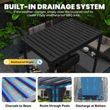 UPHYB 8x5 Louvered Pergola, Aluminum BBQ Pergola, Hardtop Gazebo for Outdoor Grill, Adjustable Rainproof Roof, Pergolas for Patio, Black UPHYB