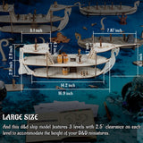 3D RPG Miniatures Ship Wood Laser Cut, 3-Level with 1" Grid Battle Terrain Map Perfect for D&D, Pathfinderor Other Tabletop Games CZYY