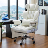 Furmax Gaming Chair, Ergonomic Office Chair, Reclining Height Adjustable Leather High Back Executive Desk Chair with Footrest and Lumbar Support (White) Furmax