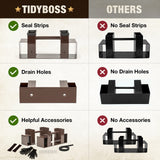 TIDYBOSS Outdoor Firewood Log Storage Rack | 2x4 Bracket kit | Adjustable to Any Length with Seal Strip, Gloves, Steel Plates and Screws (Dark Brown) TIDYBOSS