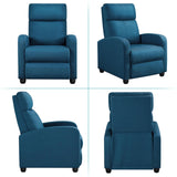 Yaheetech Fabric Recliner Sofa Modern Single Recliner Sofa Home Theater Seating with Thick Seat Cushion, Backrest and Pocket Spring, Blue Yaheetech