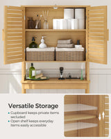 SONGMICS Over The Toilet Storage Cabinet, Bathroom Cabinet with Adjustable Inside Shelf and Bottom Stabilizer Bar, Space-Saving Toilet Rack, Cloud White UBTS010W01 SONGMICS