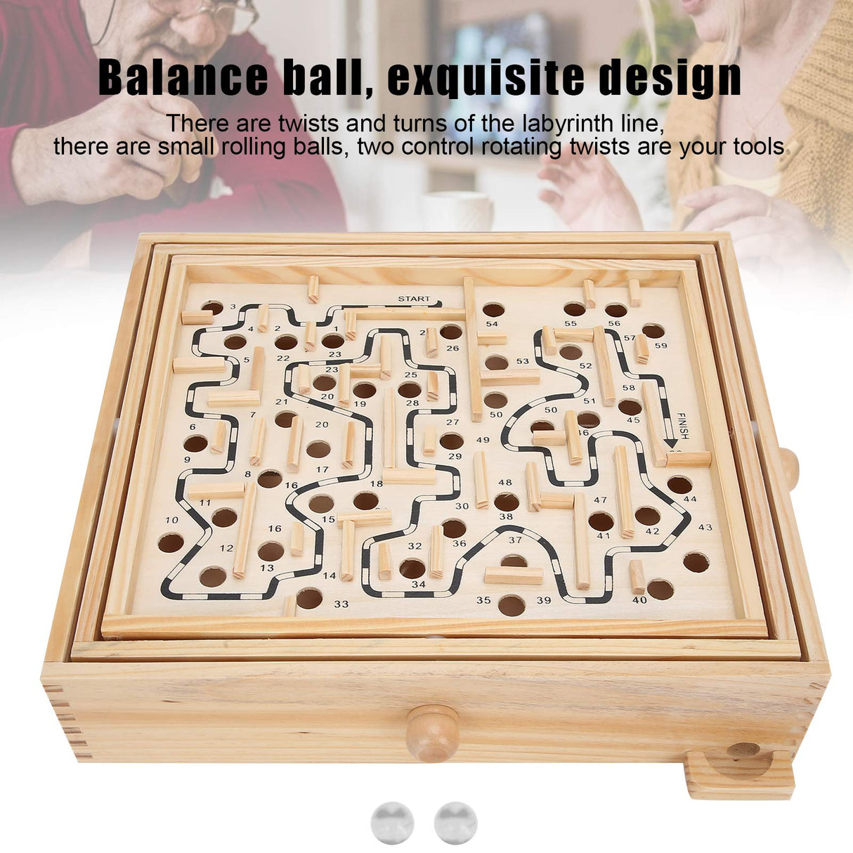 Yosoo Wooden Maze Ball Large, Wooden Labyrinth Maze Game Educational Games Puzzle Toy Table Tilting Balance Board with for Dementia Adults Children Large Marbles Company Junior Yosoo