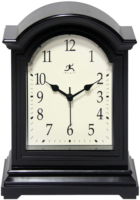 Infinity Instruments Miniature Grandfather Clock for Mantle, Vintage Tabletop Clock with Antique Design, 9"x6", Black Infinity Instruments