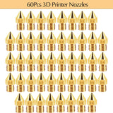 TUPARKA 70Pcs 3D Printer Nozzle Kit MK8 Extruder Nozzles Brass Print Head 0.2mm, 0.3mm, 0.4mm, 0.5mm, 0.6mm, 0.8mm, 1.0mm with Storage Box Compatible with 3D Printer Makerbot Creality CR-10 Ender 3 5 TUPARKA