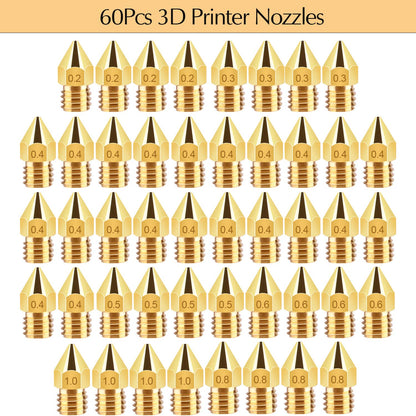 TUPARKA 70Pcs 3D Printer Nozzle Kit MK8 Extruder Nozzles Brass Print Head 0.2mm, 0.3mm, 0.4mm, 0.5mm, 0.6mm, 0.8mm, 1.0mm with Storage Box Compatible with 3D Printer Makerbot Creality CR-10 E - WoodArtSupply