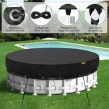 HIGHTQURO 18Ft Round Pool Cover,Heavy Duty Waterproof Round Pool Covers for Above Ground Pools with Ground Nails and Windproof Ropes,Increase Stability&Tear-Resistant, Waterproof and Dustproof, Black HIGHTQURO