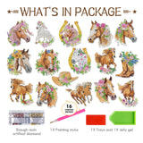 Sitsink Horse Diamond Painting Magnets - 16 Pcs Animals Theme Fridge Magnets DIY Cute Horse Stickers Diamond Art Kits for Adults Refrigerator Art Craft Home Decoration Car Sitsink