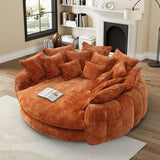 81” Oversized Upholstered Sofa Bed, Round Chaise Lounge Chair Indoor, Fluffy Plush Chaise Lounge, Modern Chenille Cloud Couch with Deep Seat, Comfy Bean Bag Chiar for Living Room Apartment, Orange BEQAI