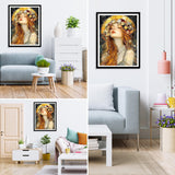 MXJSUA Beautiful Woman Diamond Art Painting Kits for Adults, Full Drill Diamond Dots Paintings for Beginners, Round 5D Paint with Diamonds Pictures Gems Art Painting Kits DIY Crafts Kits 12x16 Inch MXJSUA