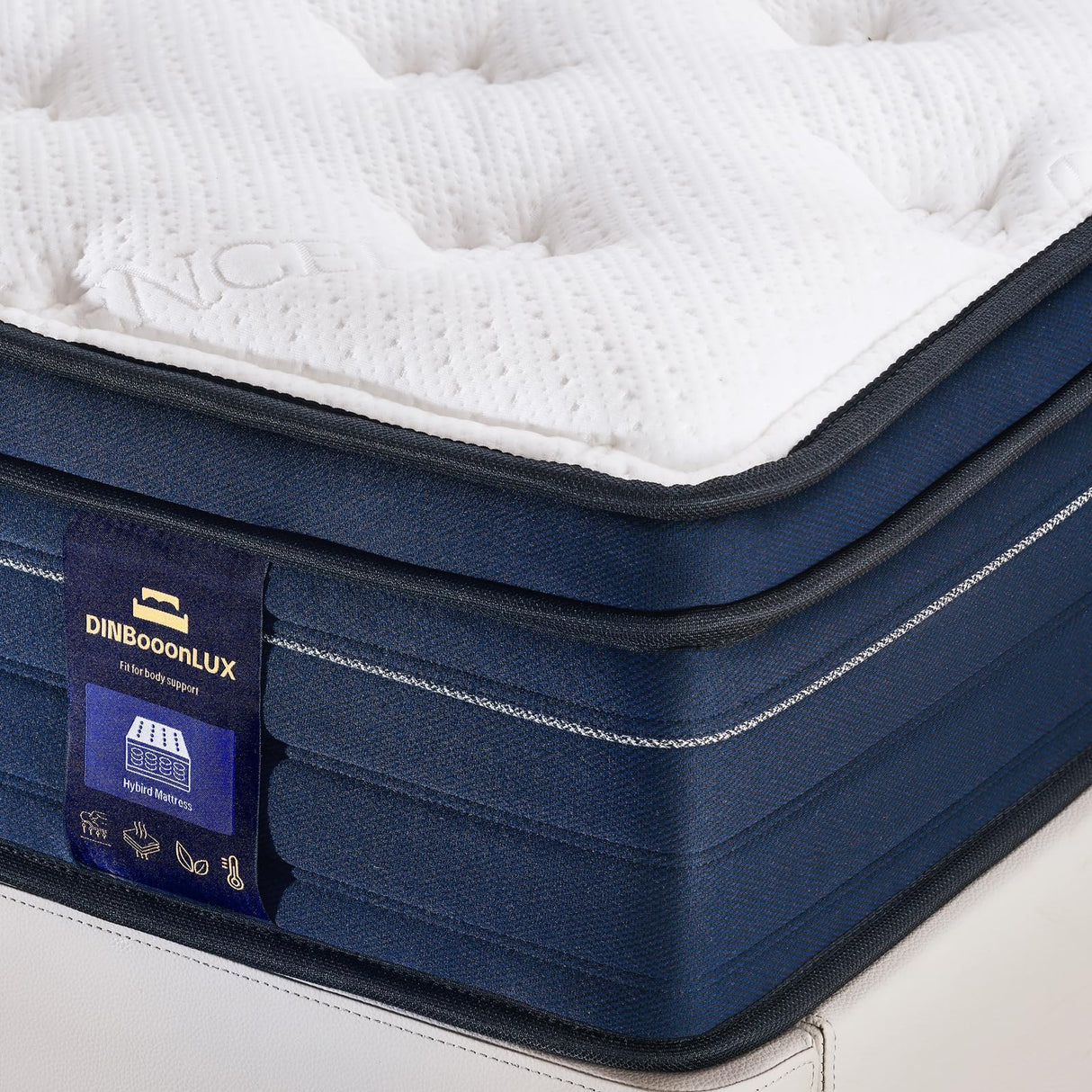 DINBooonLUX Queen Mattress,12 Inch Memory Foam Hybrid Mattress in a Box, Motion Isolation Individually Pocke Coils Mattress,Pressure Relief,Back Pain Relief,Breathable,Medium Firm Non-Fiberglass DINBooonLUX