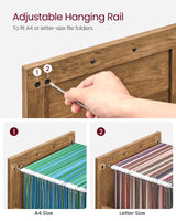 VASAGLE File Cabinet, Filing Cabinet with 2 File Drawers, Printer Stand, Fit A4, Letter Size, Hanging File Folders, Modern Farmhouse Style, for Home Office, Study, Rustic Walnut UOFC048T41 VASAGLE