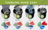 Polly Plastics Rock Tumbler Grit and Polish Refill Media Kit | 4-Steps Supplies for Tumbling and Polishing Stones | Professionals Adults and Kids | Polish 20lbs of Rocks (Bulk Stage 1 Refill) Polly Plastics
