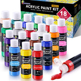 ESSENSON Acrylic Paint, 18 Colors Acrylic Paint Set, 2oz/59ml Bottles, Premium Acrylic Paints for Artists, Beginners and Adults on Canvas Rocks Wood Ceramic Fabric ESSENSON